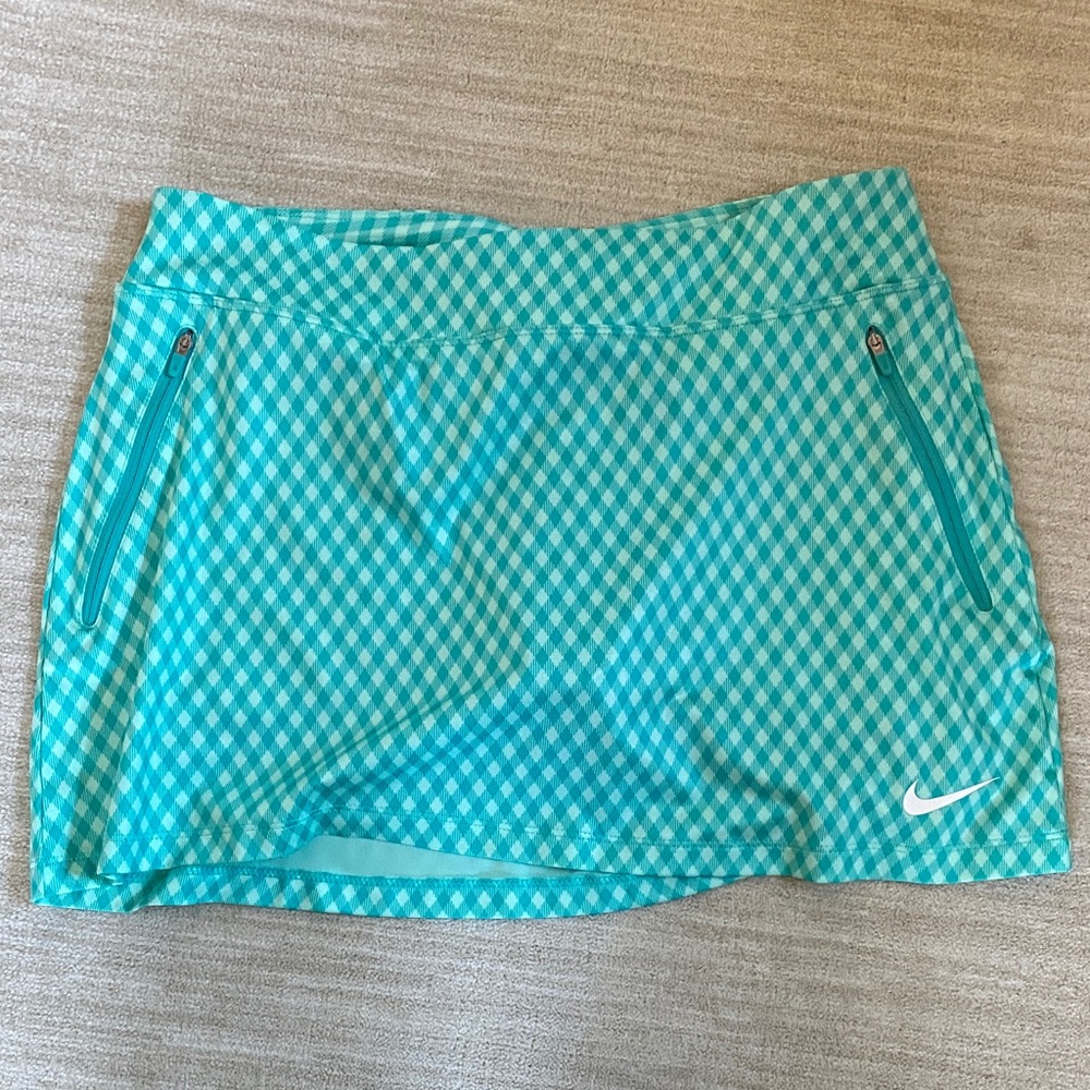 Nike Turquoise Checkered Golf Skirt